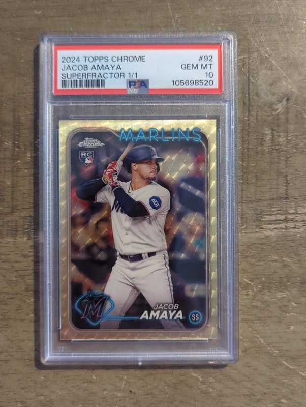 2024 Topps Chrome Jacob Amaya RC Superfractor 1/1 Marlins PSA 10