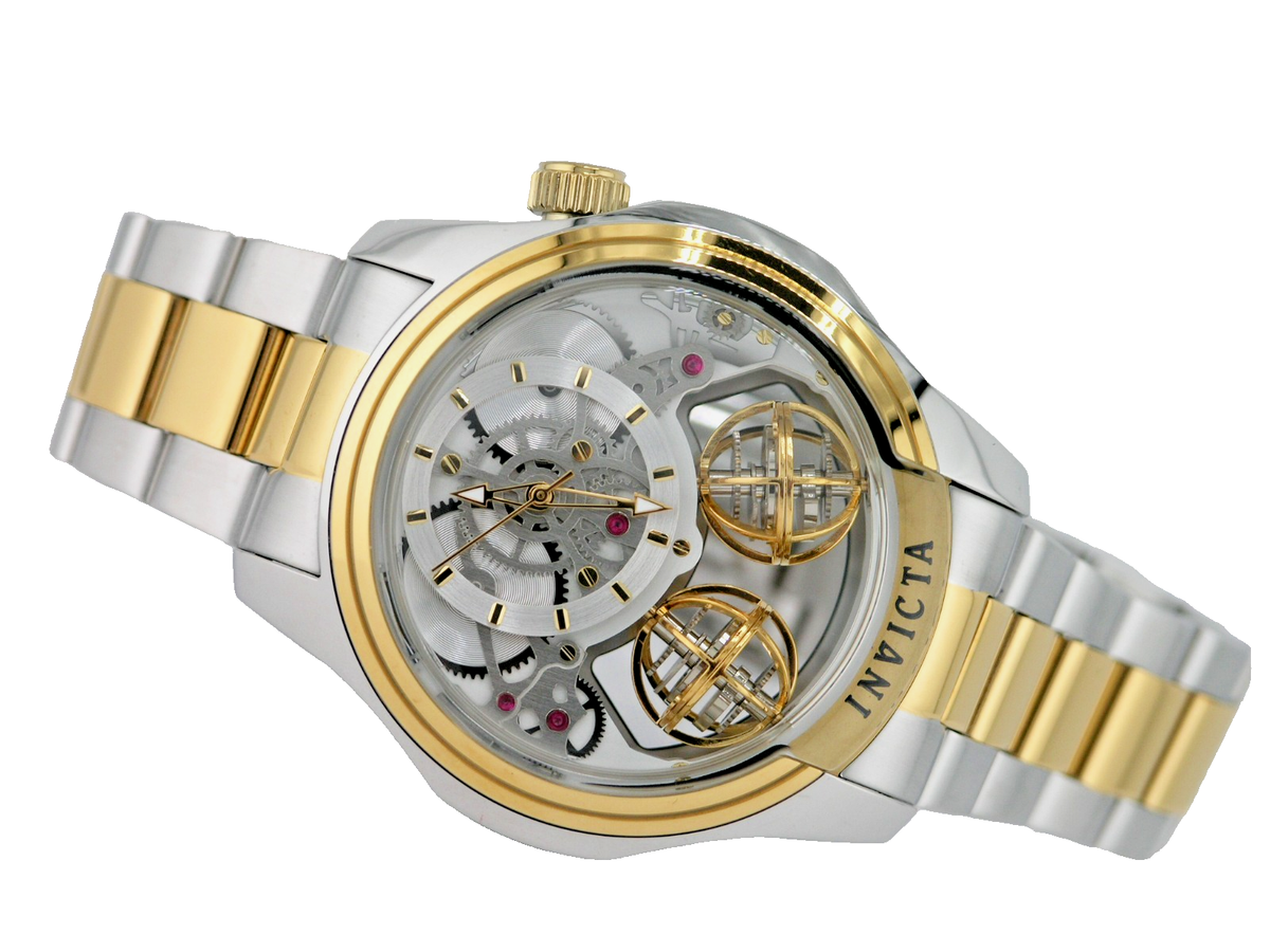NEW INVICTA 50124 SPECIALTY TWIN AXIS SKELETON TU TONE STEEL