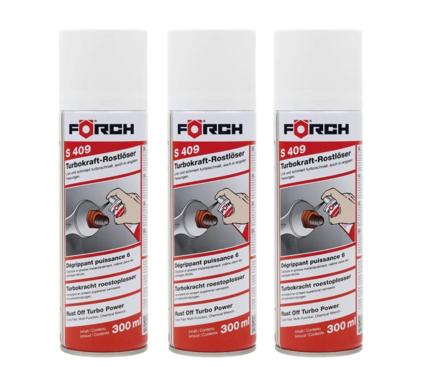 3x Förch S409 Rostlöser Turbokraft Kriechöl Schraubenlöser Mineralölbasis 300 ml