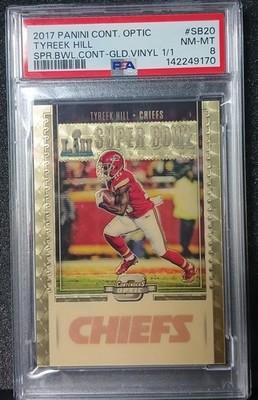 2017 Panini Contenders Optic Tyreek Hill SB-20 Gold Vinyl 1/1 PSA 8