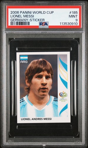 2006 PANINI WORLD CUP GERMANY STICKER #185 LIONEL MESSI PSA 9