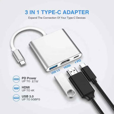 Image of OLOPKY 3-in-1 USB C Hub 100W Power, 4K HDMI, USB 3.0 Adapter for MacBook & Surfa