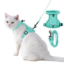 Escape Proof Cat Harness and Leash Set Adjustable Soft Mesh Vest for Walking ...