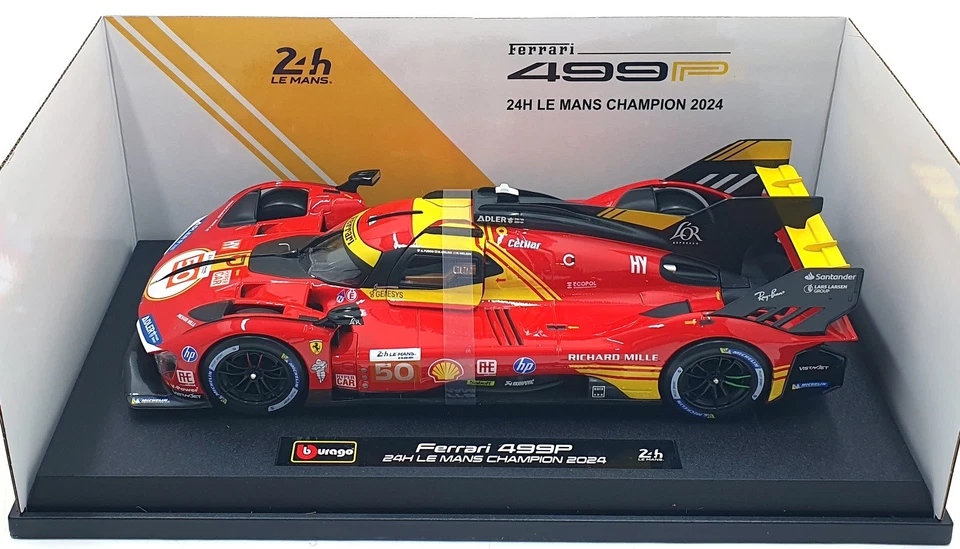 Burago 1/18 Scale Diecast 18-16303 - Ferrari 499P #50 Le Mans 2024 Winner - Image 4 of 4