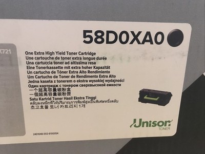 Genuine Original Lexmark 58D0XA0 Black Toner Cartridge Sealed New