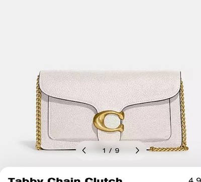 Coach Tabby Chain Clutch Chalk