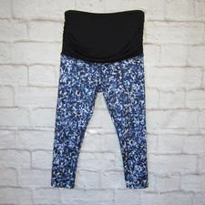 Beyond Yoga Beyond The Bump Space Dye Maternity Crop Leggings Blue/Black Size M