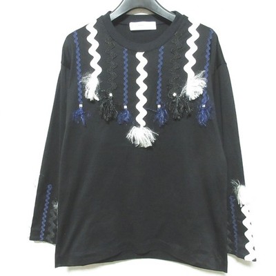 TOGA PULLA Fringe-embellished Top, TP61-JK252, Size 36, Black Women USED