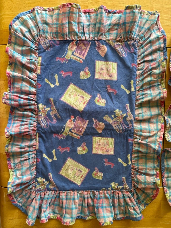 "Juego de almohada pequeña con volantes April Cornell de colección par ~ azul/rosa ~ 16""x10""" Foto 2 de 4