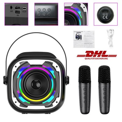 Karaoke Maschine mit 2-kabellosen Mikrofonen Anlage Bluetooth TV Lautsprecher