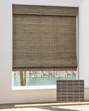 Cordless Bamboo Roman Shades for Windows, Blinds Size (46 1/2" W × 48" H) Col...