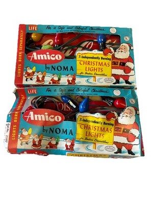 Vintage Christmas Lights Amico by NOMA Lot of 2 Tested w Boxes