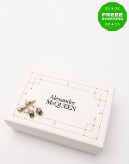 RRP€390 ALEXANDER McQUEEN Orecchini Teschio Goccia Strass Made in Italy