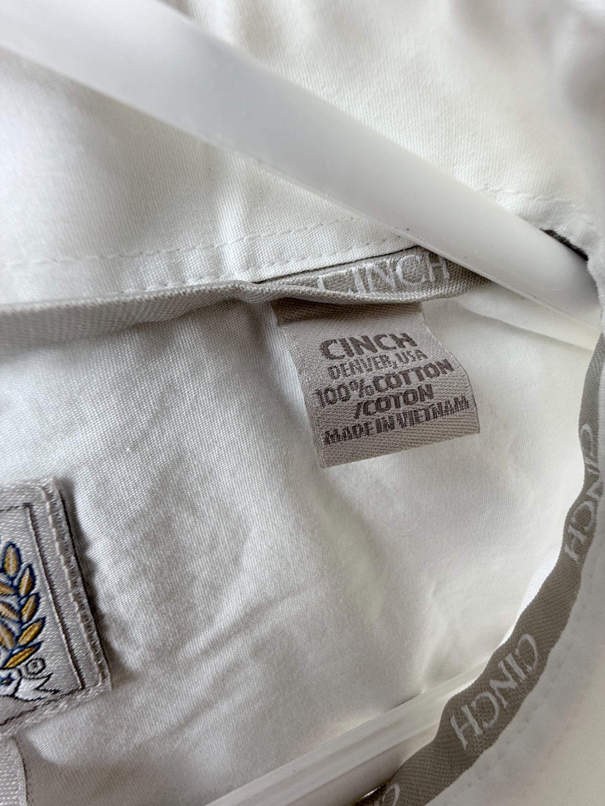 Cinch Cotton Button-Down Large White Solid Long S… - image 4