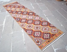 Vintage Turkish Rug 33'' x 126'' Anatolian Oushak Cicim Rug Home Decor Zili Rug