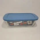 NEW Vtg PYREX By Corning Storage Plus 1.5 QT. Glass Bread Loaf Pan W/Cover  4x8"