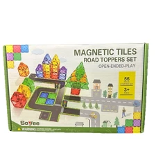 Soyee Magnetic Tiles Road Toppers Set 56-Piece Starter Set Complete STEM Toy