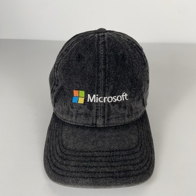 Microsoft Employee Promo Hat Cap Washed Gray OSFM StrapBack Computer Tech Logo