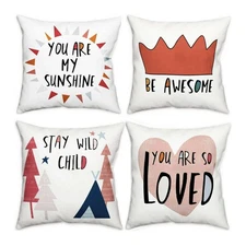 Pillow Covers 18x18 Set Of 4 You are My Sunshine Kids Inspirational Throw 