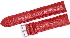  18-24 mm Genuine Leather Red Crocodile Grain Watch Band, XXL, High Quality