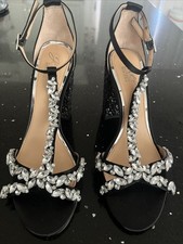 Women  s Shoes JEWEL BADGLEY MISCHKA Crystal Block Sparkling Heel Size 7
