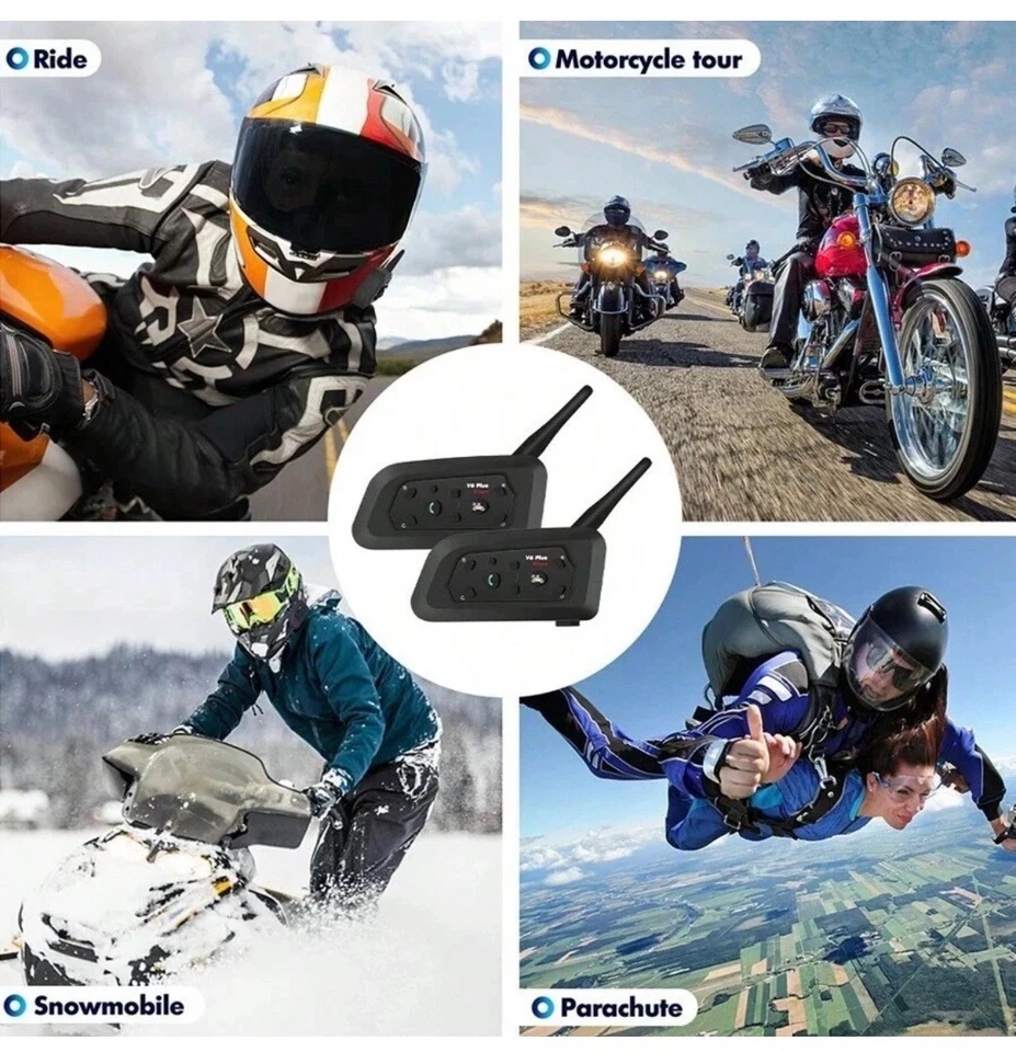 2x Interfono Bluetooth per moto V6 Plus Impermeabile - Immagine 4 di 4