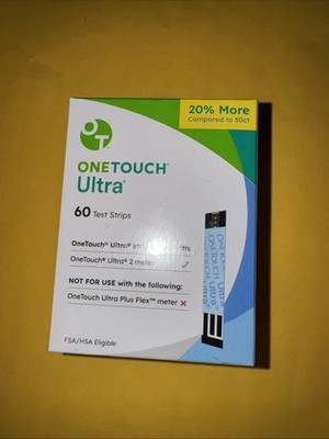 OneTouch Ultra Blood Glucose Test Strips 60ct. Exp 01/31/27+