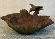 Cast Iron Bird Feed Waterer 6-1/2" Maple Leaf Hummingbird Table Top Window