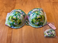 Victoria  s Secret The Beach Bandeau Studded Molded Push-Up Bikini Top Sz 34C
