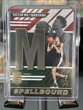2023-24 Donruss Elite Victor Wembanyama Spellbound “M” Red Green Rookie Card. rookie card picture