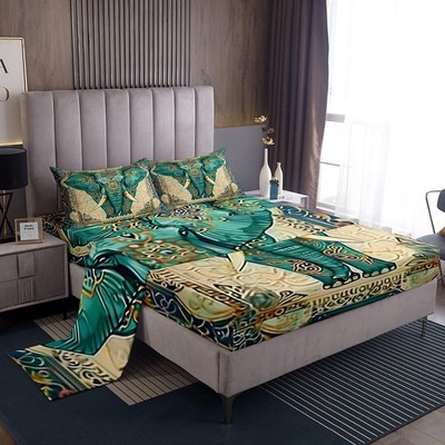 Boho Elephant Sheet Set,Kids Mandala Pattern Bed Sheets Set,Exotic Style Bedd...