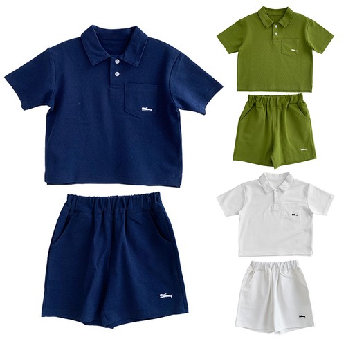 Boys 2 Piece Sport Set Button T-shirts with Shorts School PE Athletic Tracksuit - Picture 3 of 9