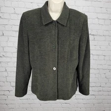 Field Manor Modern Classics Green Wool Blend Buttoned Jacket USA Made Size 14