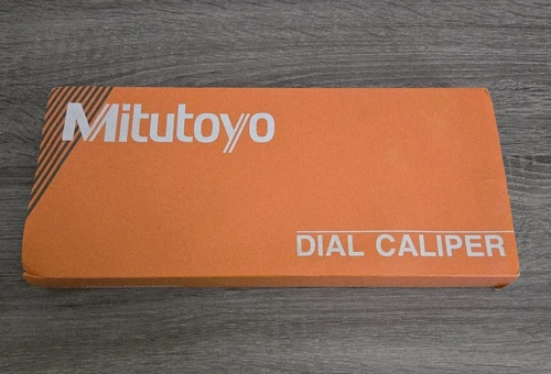 Mitutoyo 505-731 Dial Caliper, Stainless Steel, Yellow Face, 0-200 mm Range.
