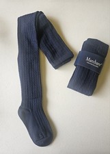 Girls 2 Pk Navy Blue Knit Tights 8-10 Yrs Old NWT