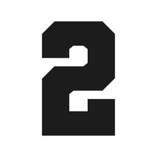 Number Two Varsity font Vinyl decal 2 bold sports font Sticker