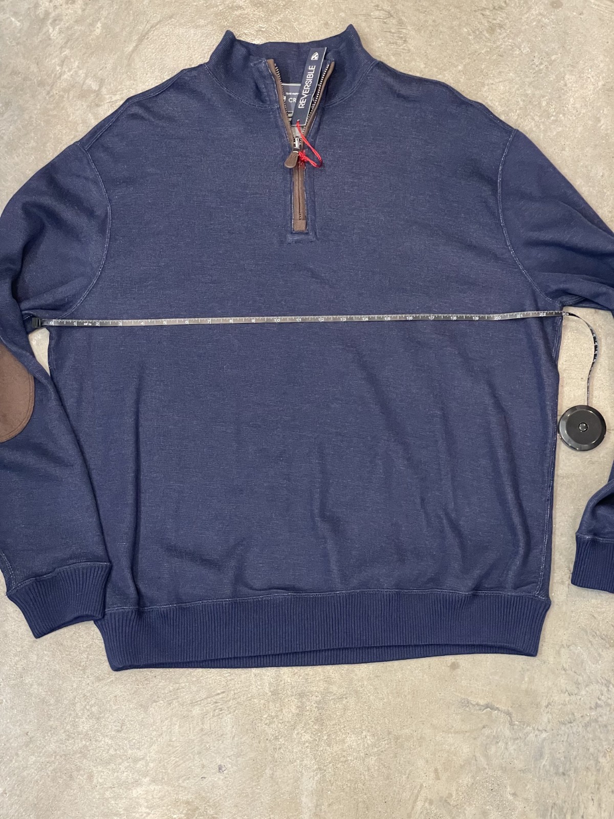 Cremieux Reversible Quarter Zip Jacket Men’s Large Blue Gray Elbow Patches NWT thumbnail 9