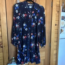 Tory Burch Blue Women's Size 6 Floral Printed Shirt Dress Silk $448- #466