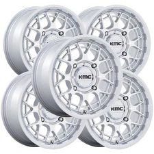 (Set of 5) KMC UTV KS139 Technic 15x7 4x137 +38mm Silver Wheels Rims 15" Inch