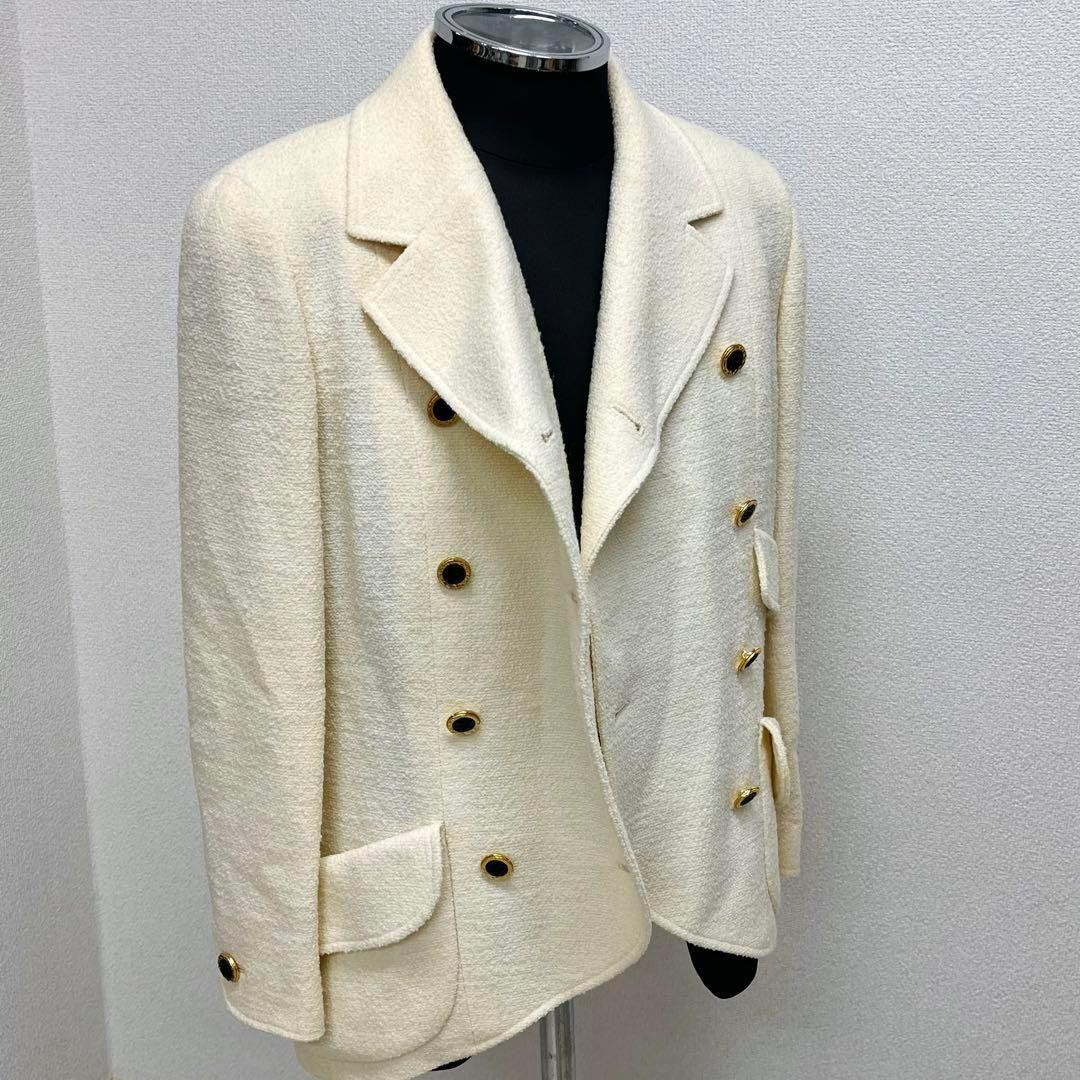 [DDP] CHANEL Vintage Gold Button Double Breasted Jacket Ivory Women's thumbnail 2