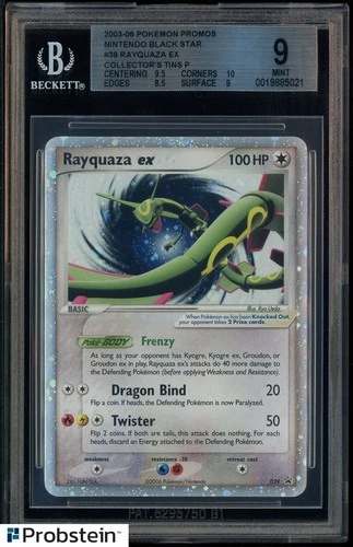 2003-06 Pokemon Promo Nintendo Black Star #39 Rayquaza Ex Collector's Tins BGS 9
