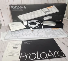 ProtoArc Backlit Bluetooth Keyboard & Mouse for Mac Wireless KM100-A White
