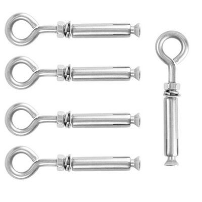 5 Pack 1/4-Inch Stainless Steel Concrete Eye Bolts M6*91mm Heavy-Duty Expansion