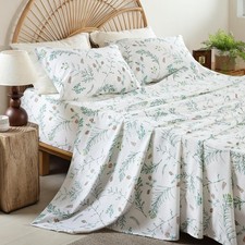 Floral Printed Twin Set - Soft Boho Botanical Rustic Pattern Bed Sheets, Micr...
