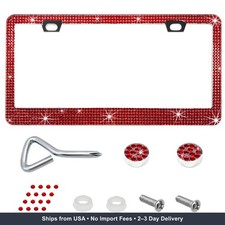 Bling License Plate Frame Sparkly Rhinestone Car Tag Cover With Glitter Crystal Bling License Plate Frame Sparkly Rhinestone Car Tag Cover With Glitter Crystal