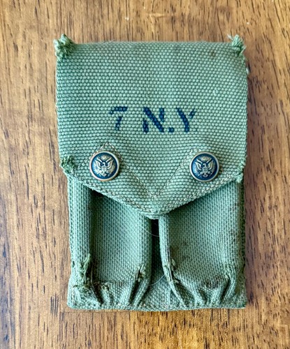 Rare WW 1 1914 identified 7th NY Regiment Co E Mills .45 Magazine Pouch