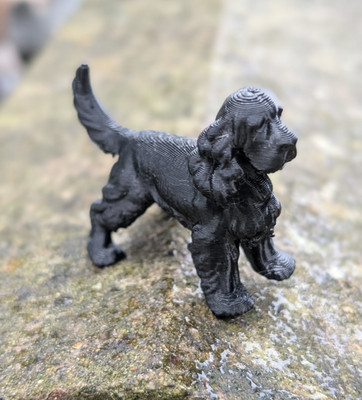 Schwarzer Cocker Spaniel Skulptur Miniatur Figur, 3D gedruckt Kunststoff 2 Zoll