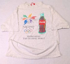 Vintage 1998 Nagano Winter Olympics Coca Cola Graphic T-Shirt L Delta USA Made