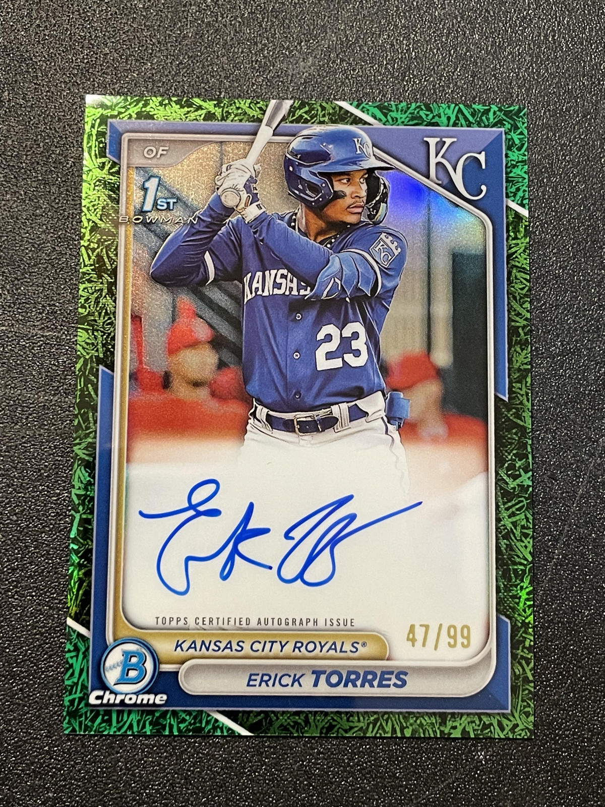 2024 Bowman #CPA-ET Erick Torres Chrome Prospects Auto Green Grass #/99