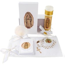 Baptism Candle Set for Boys and Girls,5 PCS Baptism Kit Virgen De Guadalupe C...